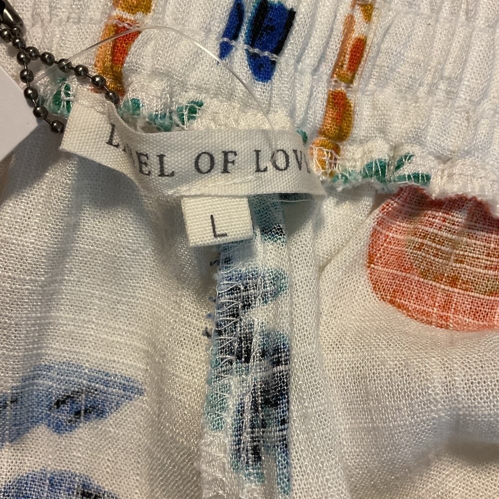 NWT  Anthropologie Label Of Love Tropical Print Wide Leg Linen Blend Pant Sz Lg - Picture 9 of 10